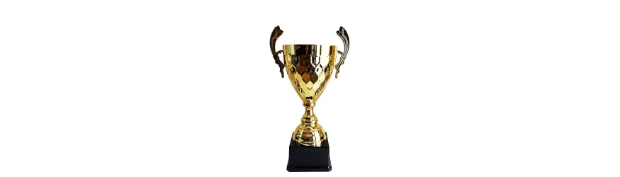 LARGE GOLD METAL HANDLED TROPHY CUP - 3 SIZES - 44CM to 61CM